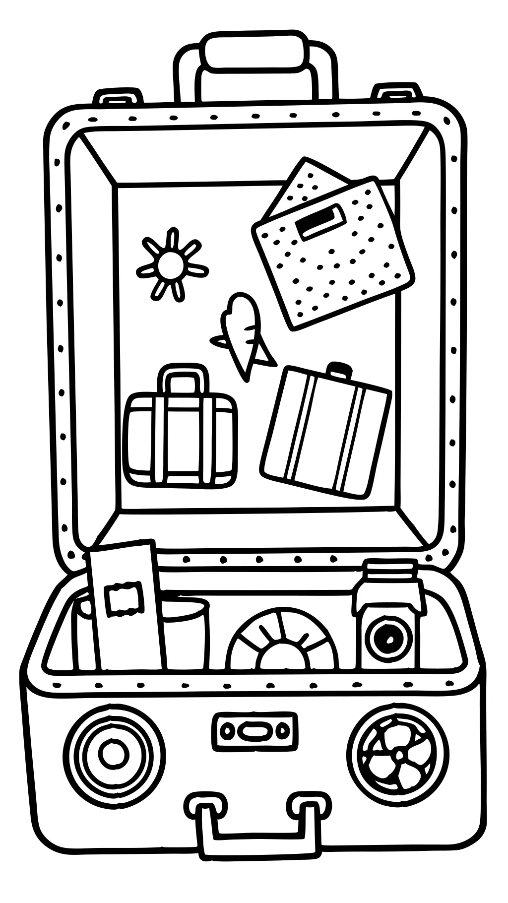 coloring page of a suitcase